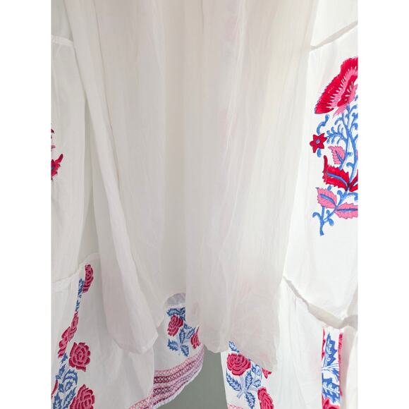Tuckernuck Maxi Dress Oliphant Pink Grandiflora Puff Sleeve White Size M Floral - Picture 9 of 14